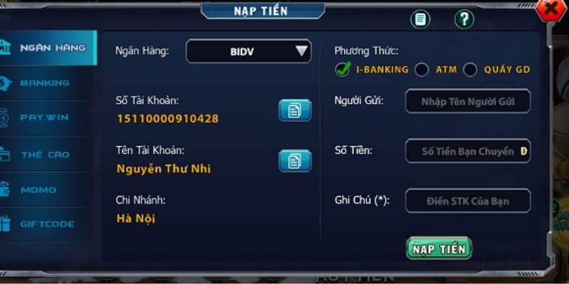 Các hình thức nạp tiền B52club phổ biến hiện nay